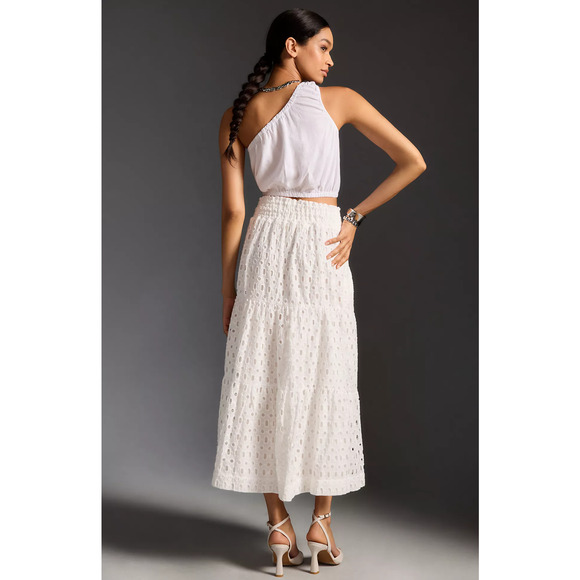 NWT Anthropologie Somerset White Maxi Skirt: Eyelet Edition - Large - Picture 4 of 6